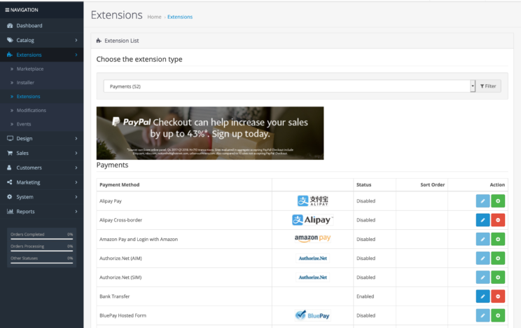 OpenCart - Extensions