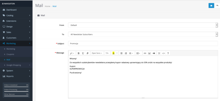OpenCart - Marketing