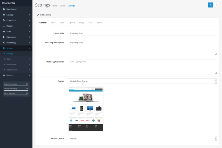 OpenCart - System
