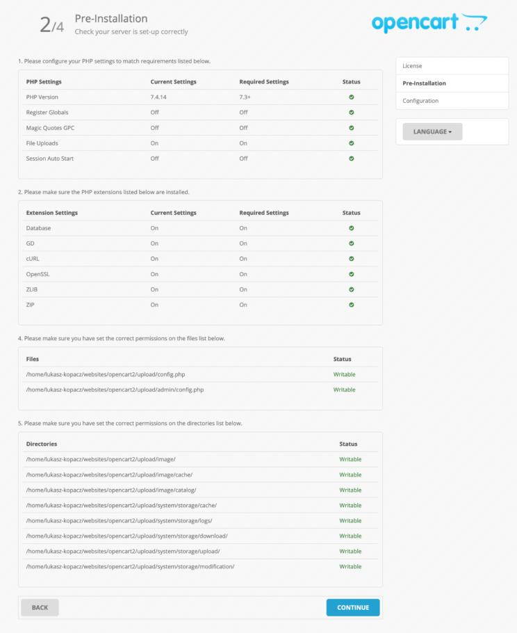 Open Cart - Checklist